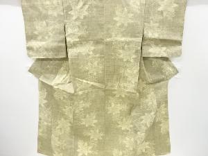 リサイクル　未使用品　楓模様織り出し手織り真綿小千谷紬単衣着物